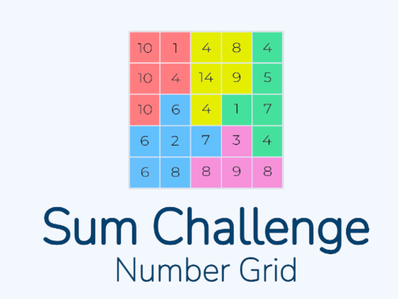 Žaidimas „Sum Challenge“ numerio tinklelis internete